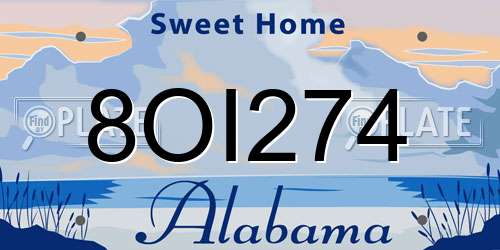 8OI274 Alabama License Plate