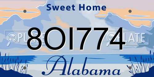 8OI774 Alabama License Plate