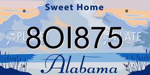 8OI875 Alabama License Plate