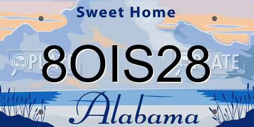 8OIS28 Alabama License Plate
