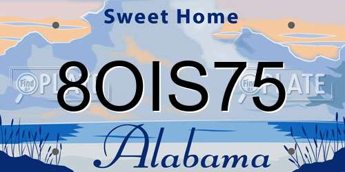 8OIS75 Alabama License Plate