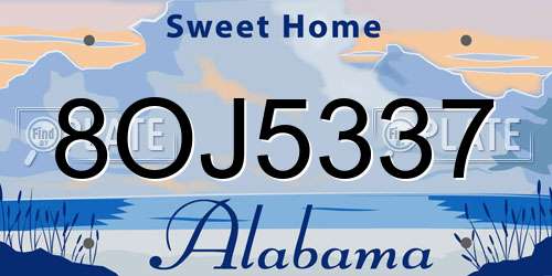 8OJ5337 Alabama License Plate