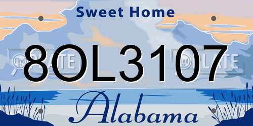 8OL3107 Alabama License Plate