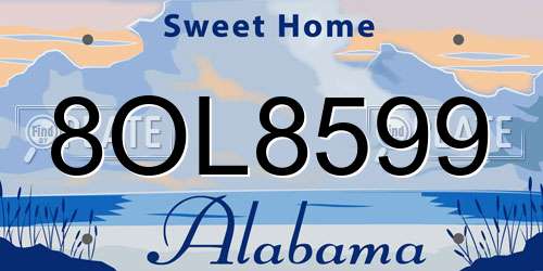 8OL8599 Alabama License Plate