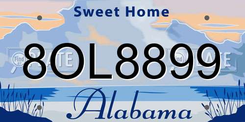 8OL8899 Alabama License Plate