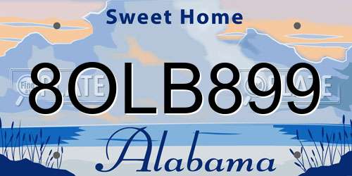8OLB899 Alabama License Plate