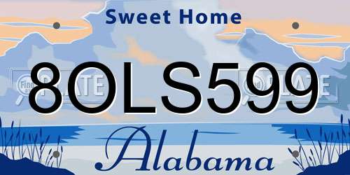 8OLS599 Alabama License Plate