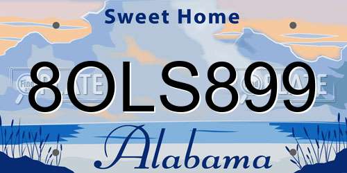8OLS899 Alabama License Plate