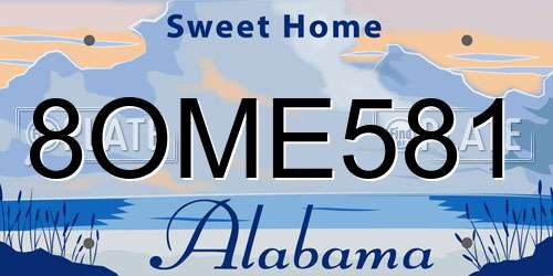 8OME581 Alabama License Plate