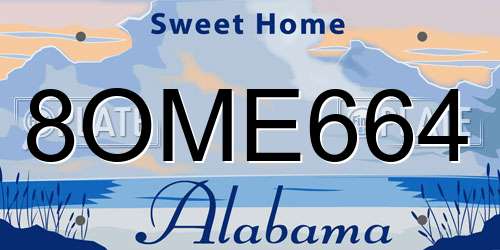 8OME664 Alabama License Plate