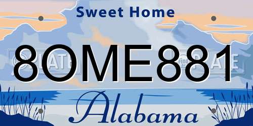 8OME881 Alabama License Plate