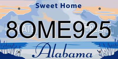 8OME925 Alabama License Plate