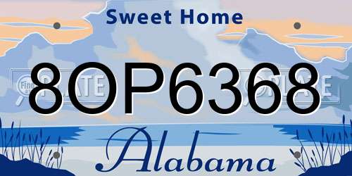 8OP6368 Alabama License Plate
