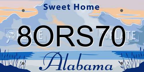 8ORS70 Alabama License Plate