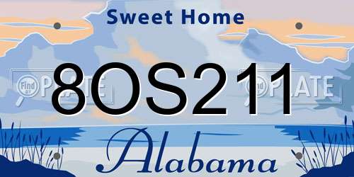 8OS211 Alabama License Plate