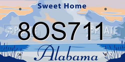 8OS711 Alabama License Plate