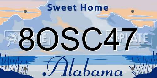 8OSC47 Alabama License Plate