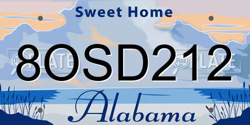 8OSD212 Alabama License Plate