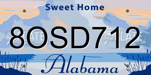 8OSD712 Alabama License Plate