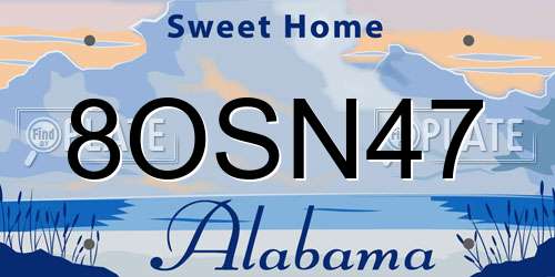8OSN47 Alabama License Plate