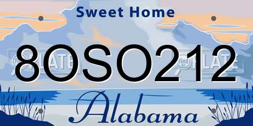 8OSO212 Alabama License Plate