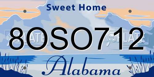 8OSO712 Alabama License Plate