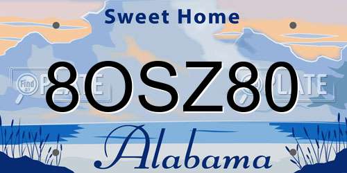 8OSZ80 Alabama License Plate