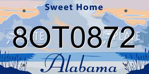 8OT0872 Alabama License Plate