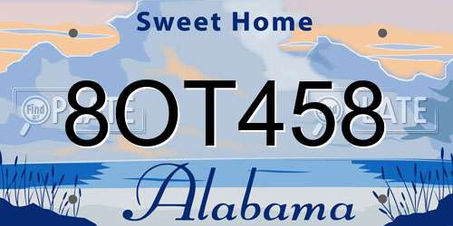 8OT458 Alabama License Plate