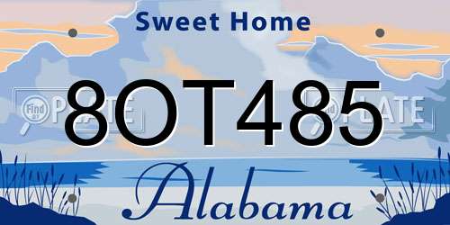 8OT485 Alabama License Plate