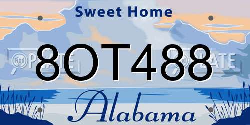8OT488 Alabama License Plate
