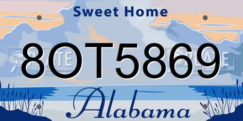8OT5869 Alabama License Plate