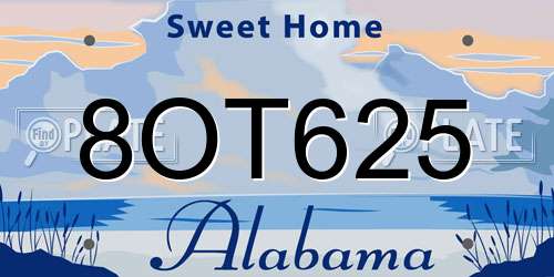 8OT625 Alabama License Plate