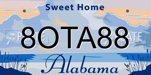 8OTA88 Alabama License Plate