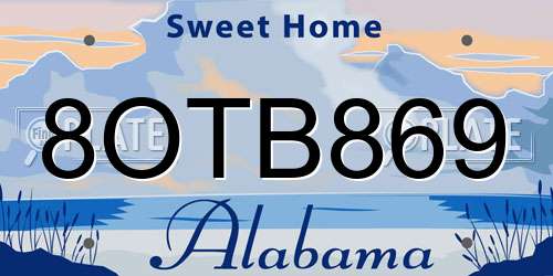 8OTB869 Alabama License Plate