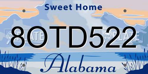 8OTD522 Alabama License Plate
