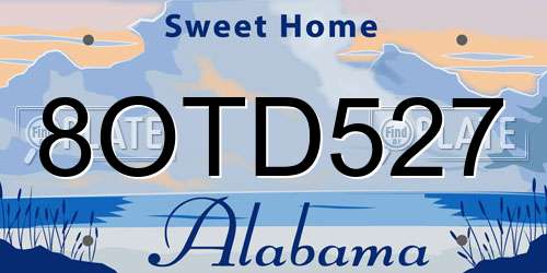 8OTD527 Alabama License Plate