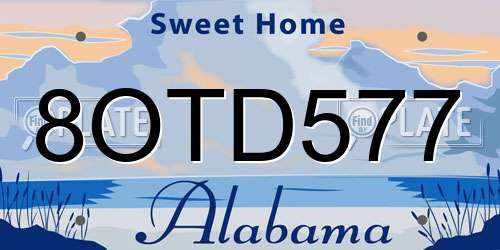 8OTD577 Alabama License Plate