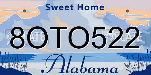 8OTO522 Alabama License Plate