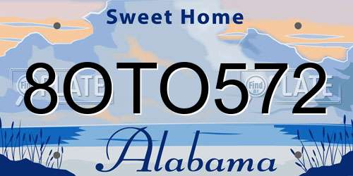 8OTO572 Alabama License Plate