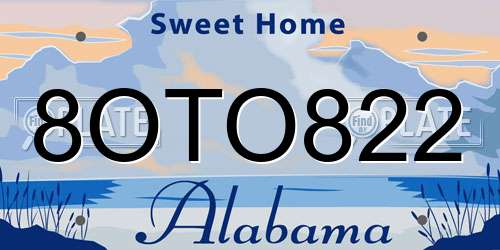 8OTO822 Alabama License Plate