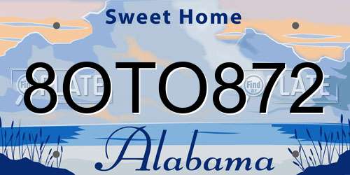 8OTO872 Alabama License Plate