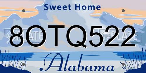 8OTQ522 Alabama License Plate