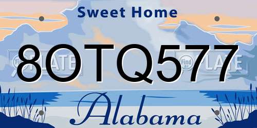 8OTQ577 Alabama License Plate