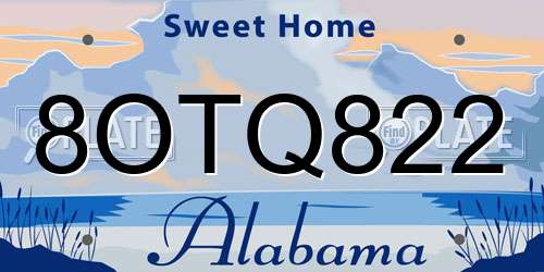 8OTQ822 Alabama License Plate