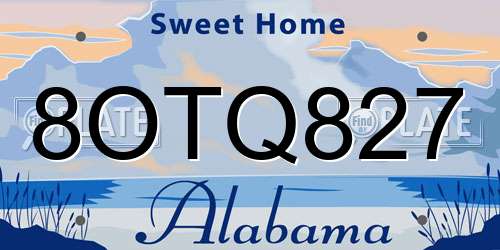 8OTQ827 Alabama License Plate