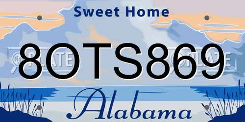 8OTS869 Alabama License Plate