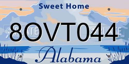 8OVT044 Alabama License Plate