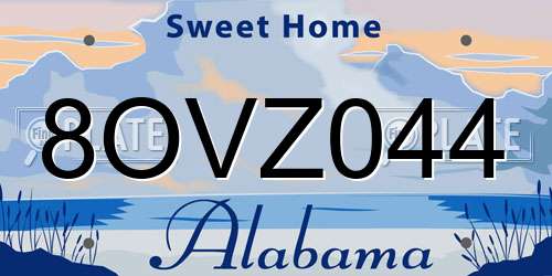 8OVZ044 Alabama License Plate