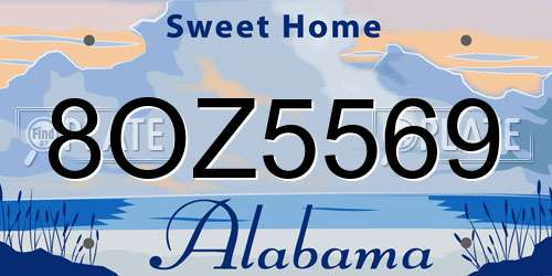 8OZ5569 Alabama License Plate